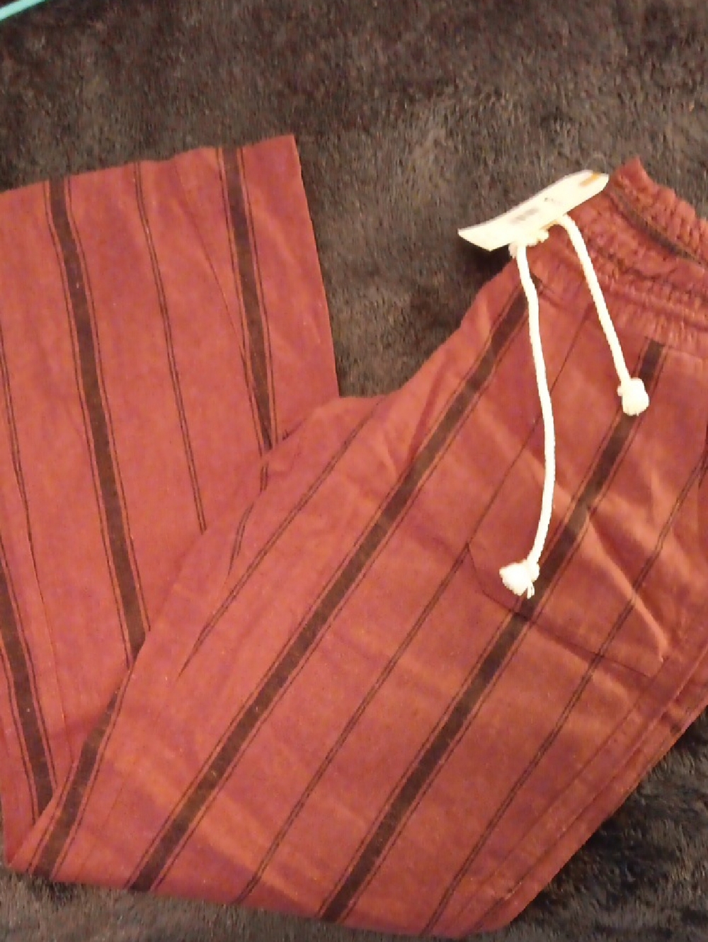 Roxy Rust Red Striped Drawstring Joggers